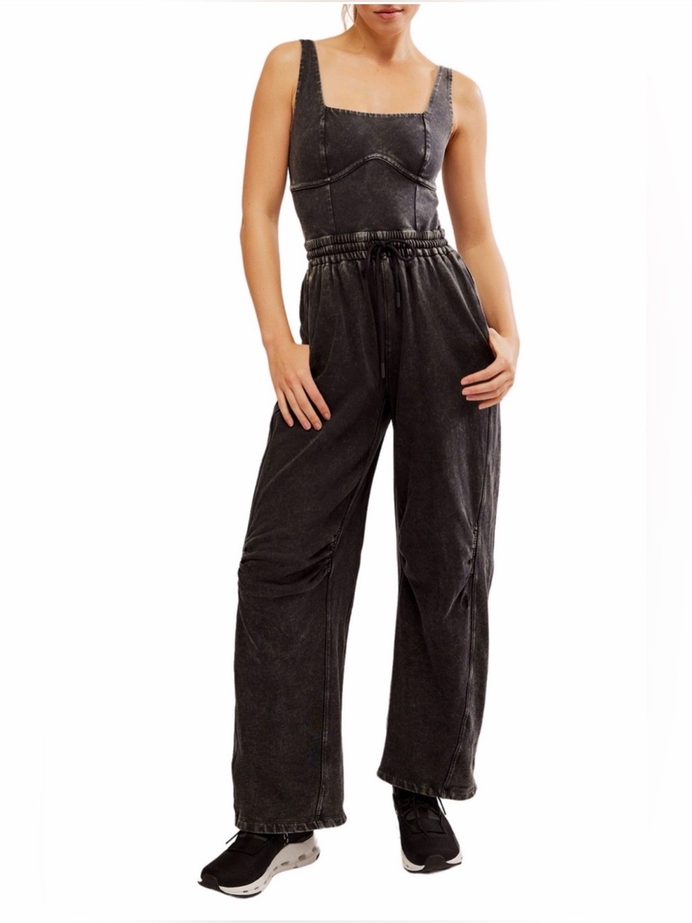 Free People Movement Inbound Onesie Jumpsuit Small Washed Black
